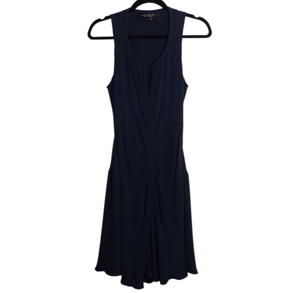 THEYSKENS' THEORY' Silk Midnight Blue Mini Dress Size US 6 EUR 40 - Picture 1 of 16